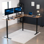 VIVO Electric Corner 84 x 63 inch L-Shaped Standing Desk, Memory Height Adjustment, Rustic Vintage Brown Top Black Frame, DESK-E3CTBN-84