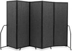 Artigwall Folding Privacy Screens Freestanding partition with Wheels and arms Portable dividers for Medical Hospital Offices 5 Panel, Dark Gray