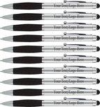 SyPen Personalized Pens With your Custom Logo or Text-600 Pack Bulk-for Businesses, Parties, and Events, 2 in 1 Ballpoint Pen & Stylus for Touchscreen Devices, Silver Barrel, Black Ink