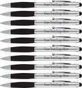 SyPen Personalized Pens With your Custom Logo or Text-300 Pack Bulk-for Businesses, Parties, and Events, 2 in 1 Ballpoint Pen & Stylus for Touchscreen Devices, Silver Barrel, Black Ink