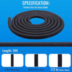 Flauzmann 1/2" Braided Cable Sleeve - 10Ft Cat Cord Protector Split Wire Loom Tubing Flexible Self Wrapping for USB, Audio, Automotive Cord, Dog Chew Proof Cable Protector - Black