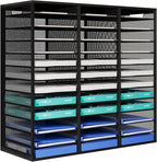 PAG-Mass Mail Sorter Adjustable Countertop Mail Holder, Heavy Duty Literature Organizer, Student Mailbox for Classroom, Desktop Bill Paper Organizer for Office Home School, 36 Compartments, Black