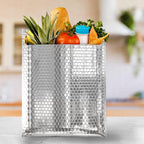 Amiff Silver Thermal Bubble Mailer, 18 x 22 Inches. 50 Pack Metallic Bubble Mailers. Self-Seal Insulated Mailers for Cold Shipping. Padded Envelopes Waterproof. Thermal Bag for Food, Cosmetics
