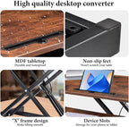 37 Inch Standing Desk Converter - Manual Pneumatic Spring, Two Monitor Stable Standing Desk Converter, 5.9"to18.8"Height Adjustable Laptop Workstation With Keyboard Tray For Home, Company(Tiger Brown)