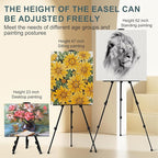 AROIC 17-66 Inch Art Easel Stand, Sturdy Aluminum Tripod for Table Top & Floor Painting - Portable Adjustable Display Easel for Canvases with 1 Storage Bag | Studio, Hobby & Professional Artist Easels