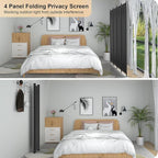 Kecreque Room Divider 4 Panel Partition Room Dividers & Folding Privacy Screens w/ 3 Metal Feet 6FT Portable Wall Doubles as a Dressing Screen Portable Wall for Office Kitchen Children's Room,Black