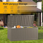 TARKARI 270 Gallon Lockable Resin Deck Box, Waterproof & UV-Resistant Outdoor Storage Box for Outdoor Cushion Storage, Garden Tools & Pool Accessories Storage, Gray