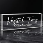 Personalized Name Plate for Desks, Custom Desk Name Plates, Acrylic Name Plate Office Desk Accessories, Personalized Office Gifts for Coworkers Teachers, Employee Appreciation Gifts (Engraved)