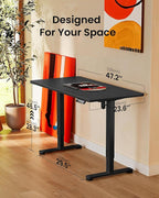 ErGear Height Adjustable Electric Standing Desk, 47.2 x 23.6 Inches Sit Stand up Desk, Memory Computer Home Office Desk with Two-Piece Desktop (Carbon Fiber Black)