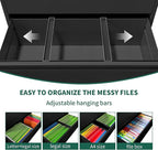 Yukimo 3 Drawer Lateral File Cabinet, File Cabinets for Home Office Legal/Letter A4 Size, File Cabinet with 3 Drawer Cabinet, Require Assembly, Black