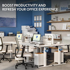 FLEXISPOT One-Piece Electric Standing Desk, 40 x 24 Inches Adjustable Desk with Seamless Desktop, Memory Controller Height Adjustment (White Frame + Maple Desktop, 2 Packages)