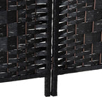 HOMCOM Room Divider, 4 Panel Folding Privacy Screen, 6FT Tall Portable Wicker Weave Partition Wall Divider for Bedroom, Home Office, Black