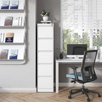 FLIXELIO 5 Drawer File Cabinet with Lock,Metal Vertical Filing Cabinets for Home Office,Heavy Duty File Storage Cabinet for Letter/Legal/A4/F4 Size File,Assembly Require (White, Vertical 5 Drawer)