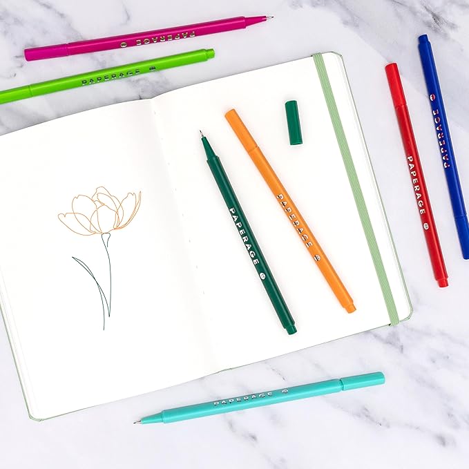 PAPERAGE Blank Journal Notebook, (Sage Green), 160 Pages, Medium 5.6 in x 8 in - 100 GSM Thick Paper – Hardcover Journaling Notebook for Work, School, Note Taking or Sketching