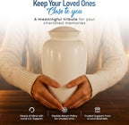 Modern Memorials Cremation Urn for Ashes - Large Urn for Man & Women - 200 Cubic Inches - Includes Velvet Storage Bag - White