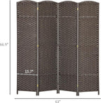 HOMCOM Room Divider, 4 Panel Folding Privacy Screen, 5.6' Tall Freestanding Wall Partition for Home Office, Bedroom, Brown
