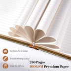 CAGIE Elegant Gold-Edged Journal for Women – Aesthetic Vegan Leather A5 Notebook, 256 Pages 100GSM Thick Paper Hardcover Diary, Gift Journals for Writing