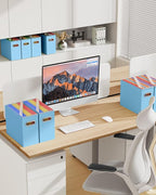 Oterri Cardboard File Organizer Box for Hanging File Folders Letter Size,File Box for Computer Desk,File Cabinet,Working Home,Office,Classroom (Blue, Letter Size - 6 Packs)