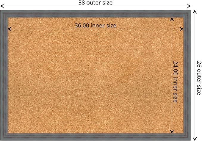 Amanti Art Natural Cork Board for Wall, 26x38 Vision Board with Blue Wood Frame, Large Corkboard Office Decor for Home Organization, Rustic Farmhouse Corkboard Pinboard to display items for home