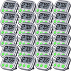 Leumoi 24 Pcs Digital Kitchen Timers Magnetic Back Timers Bulk Large Screen Loud Alarm On/Off Switch Minute Second Count up Countdown Memory Setting for Cooking Classroom Exercise (Sliver and Green)