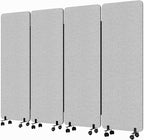 Soundproof Room Divider W/Wheels, 66in Office Dividers for Sound Proofing & Reducing, Sound Proof Dividers for Office Partitions Portable Temporary Wall Acoustic Wall Divider (Dark Grey, 4 Panel)