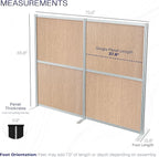 VIVO Modular Wall System, 2 PET Panels, Modern Professional Office Cubicle Dividers, Freestanding Privacy-Screen, 66 inches High, Flat Wood, Silver Frame, PP-MWS63C