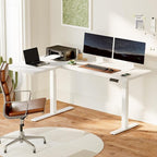 FLEXISPOT Corner Desk Dual Motor L Shaped Computer Electric Standing Sit Stand Up Desk Height Adjustable Home Office Table with Splice Board, 71x48 White