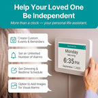 American Lifetime New 2026 Dementia Clock Large Digital Clock for Seniors, Alzeimer Clock Large Display with Custom Alarms, Clock with Day & Date for Elderly, Digital Calendar Premium White Pro