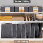 Lifewit 8 Pack Clothes Storage Bag, Foldable Storage Bin Closet Organizer with Reinforced Handle, Sturdy Fabric Blanket Storage with Clear Window, Storage Containers for Clothing, Bedding, Gray