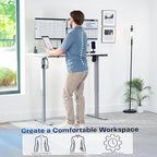 VIVO Electric 55 x 28 in Standing Desk, Memory Height Adjustment, 1B Series, Holds 220 lbs, One-Piece White Top, Gray Frame, DESK-KIT-1G55W