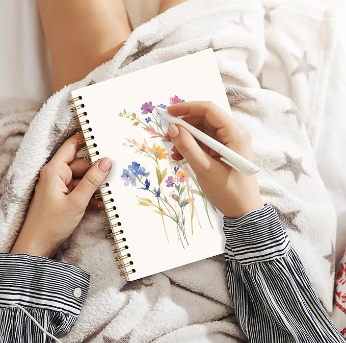 JWVK Vintage Wild Flower Botanical Plant Notebook 05,Rustic Spring Floral Cottagecore Notebook Journal for Work Office School Student Teacher,Hardcover Spiral Notebook 5.5x8.7