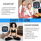 Leumoi 24 Pcs Digital Kitchen Timers Magnetic Back Timers Bulk Large Screen Loud Alarm On/Off Switch Minute Second Count up Countdown Memory Setting for Cooking Classroom Exercise(Black and Blue)
