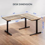 FLEXISPOT L Shaped Standing Desk, 63 x 47 Inch Electric Height Adjustable Corner Desk, Sit Stand Computer Workstation, Preset Controller, Home Office, Black Frame with Rustic Brown Top
