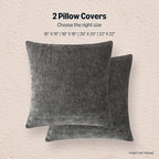 Amazon Basics Chenille Throw Pillow Covers, Home Decor Cushion Cover for Bedroom Living Room Couch Bed, 20" W × 20" L, Dark Gray