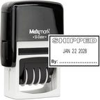 MaxMark Office Self Inking Date Stamp with Phrase Shipped - Black Ink