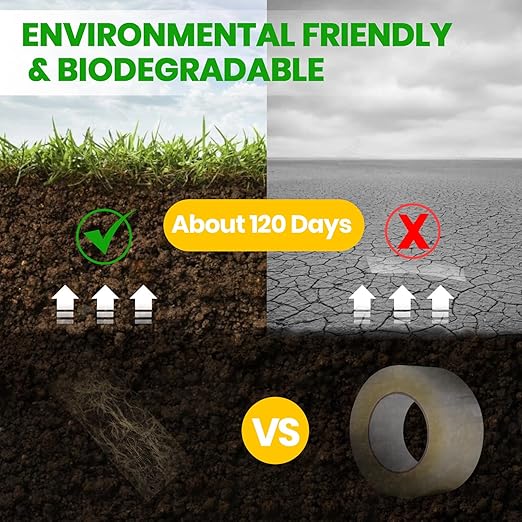 ADHES Kraft Paper Tape, 2 Inch x 60 Yards x 6 Rolls, Biodegradable Paper Packing Tape Writable & Uncoated Brown Shipping Tape for Shipping, Moving, Sealing