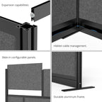 Stand Up Desk Store Expanse Modular Wall | 53'' x 48'' Wall | Expandable Partition Room Divider with Rearrangeable Frosted Acrylic & Sound Absorbent Panels (Black Frame)