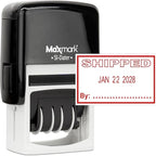 MaxMark Office Self Inking Date Stamp with Phrase Shipped - Red Ink