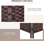 HOMCOM Room Divider, 3 Panel Folding Privacy Screen, 6FT Tall Portable Wicker Weave Partition Wall Divider for Bedroom, Home Office, Brown