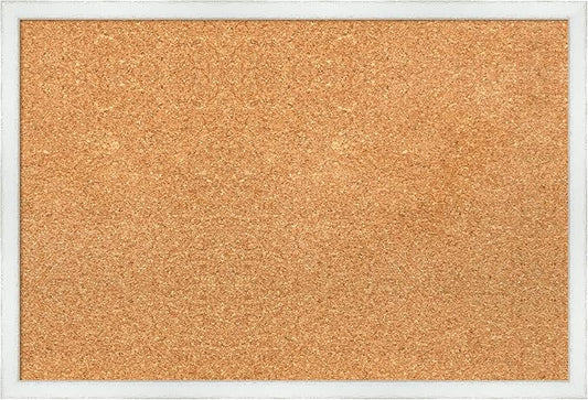 Amanti Art Natural Cork Board for Wall, 17x25 Vision Board with White Frame, Medium Corkboard Office Decor for Home Organization, Country Rustic Corkboard Pinboard to Display Items for Home