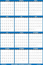 32" x 48" SwiftGlimpse 2026 Wall Calendar Erasable Large XL Wet & Dry Erase Laminated 12 Month Annual Yearly Wall Planner, Reversible, Navy