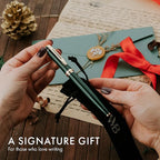 Wordsworth & Black Fountain Pen Set, 18K Gilded Medium Nib, Includes 24 Pack Ink Cartridges, Ink Refill Converter & Gift Pouch, Gold Finish, Calligraphy, [Racing Green], Perfect for Men & Women