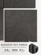 Bumusty Large Cork Board 36"x24" Alternative - 6 Pack Felt Wall Tiles with 40 Safe Removable Adhesive Tabs, 30 Pushpins, Cork Boards for Walls Pin Board Bulletin Board Office Decor (Charcoal Gray)