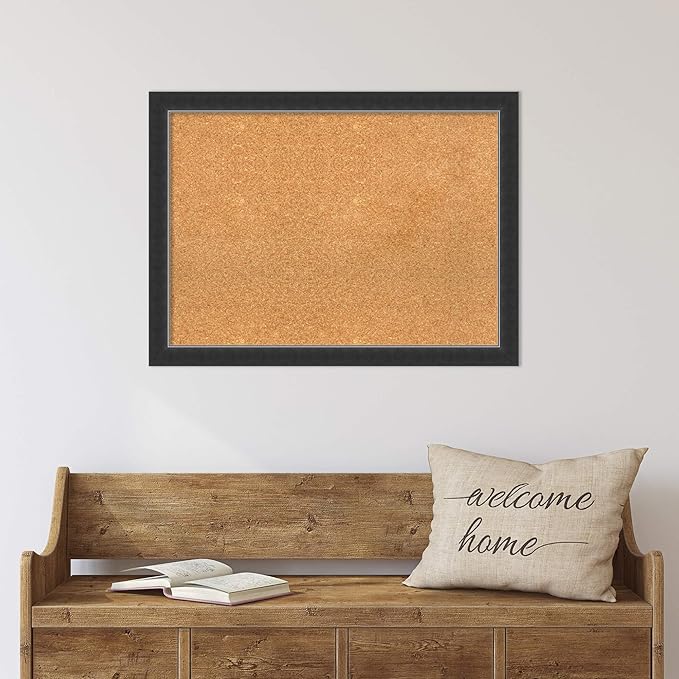 Amanti Art Natural Cork Board for Wall, 23x31 Vision Board with Black Wood Frame, Medium Corkboard Office Decor for Home Organization, Modern Contemporary Corkboard Pinboard to display items for home