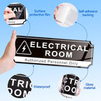 Electrical Room Door Sign for Business，Self-Adhesive Durable Modern Electrical Closet Room Sticker for Home, UV and Weather Resistant Authorized Personnel Only Signs for Business ，Workplace