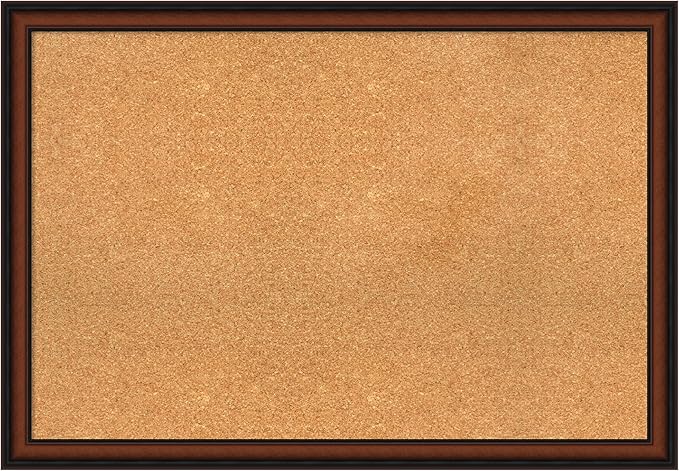 Amanti Art Natural Cork Board for Wall, 27x39 Vision Board with Brown Wood Frame, Large Corkboard Office Decor for Home Organization, Traditional Corkboard Pinboard to display items for home