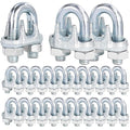 30PCS 3/8" M10 Zinc-Plated Wire Rope Clamps – Heavy Duty U-Bolt Cable Clips (Silver)