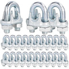 30PCS 3/8" M10 Zinc-Plated Wire Rope Clamps – Heavy Duty U-Bolt Cable Clips (Silver)