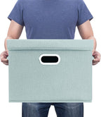 TYEERS Large Storage Bins with Lids, Collapsible, Washable, Fabric Storage Boxes for Organizing, 17.3x11.8x11.4 inches, 5 Pack, Aqua Spring