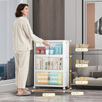 UAMFURI Extra Large Stackable Storage Bins with Lids & Wheels & Door, 312QT-52QT/13GAL*6Pack Foldable Collapsible Closet Organizers, Plastic containers Drawers for Bedroom Dorm